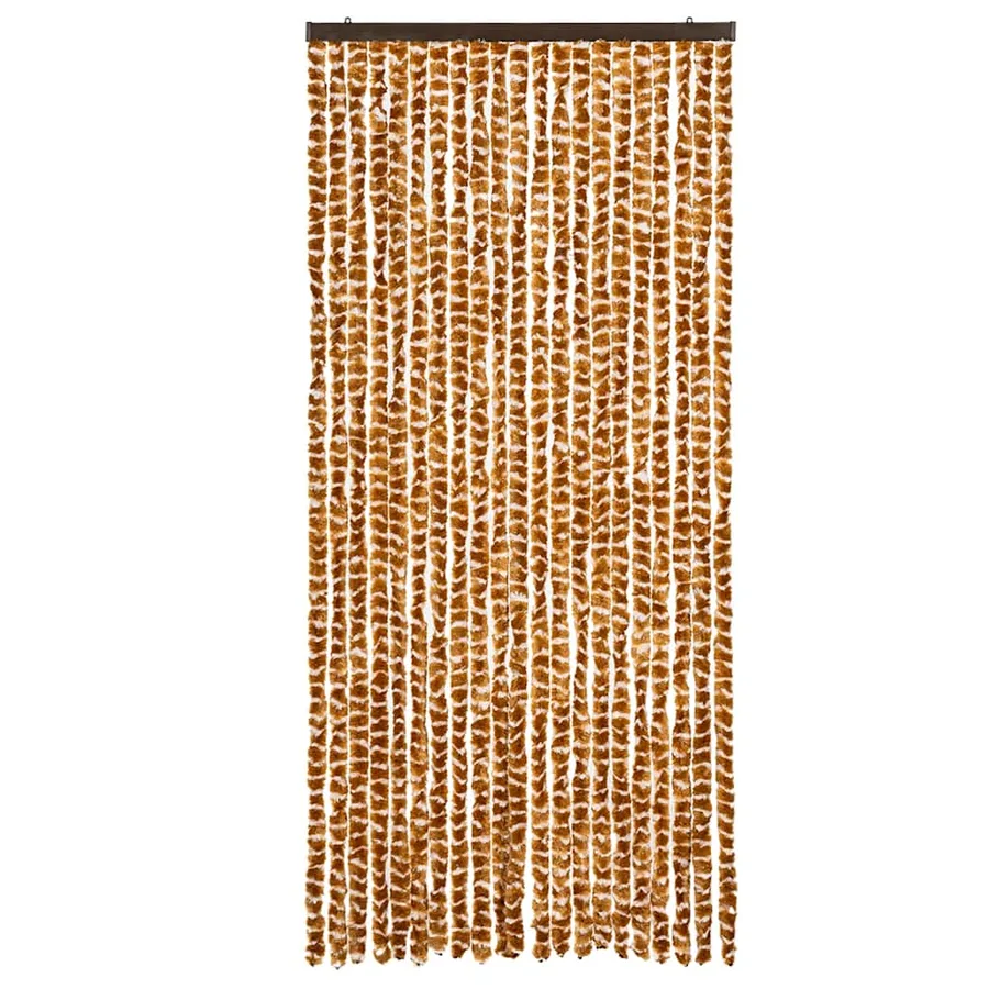 Rideau anti-mouches ocre et blanc 90x200 cm chenille - 3