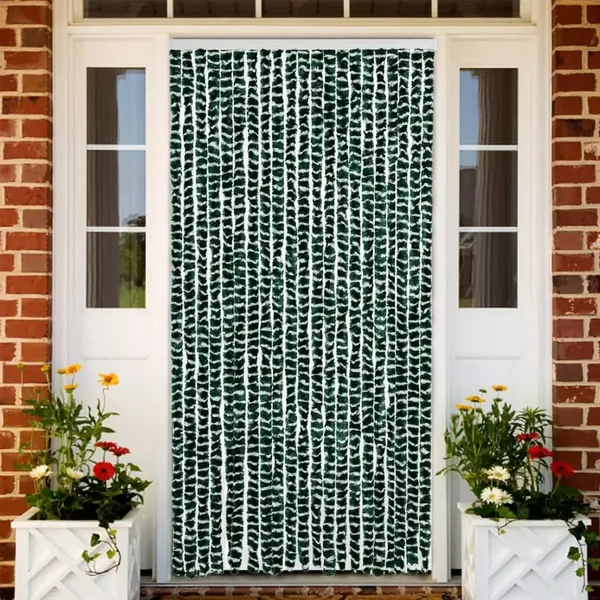 Rideau anti-mouches vert et blanc 90x200 cm chenille