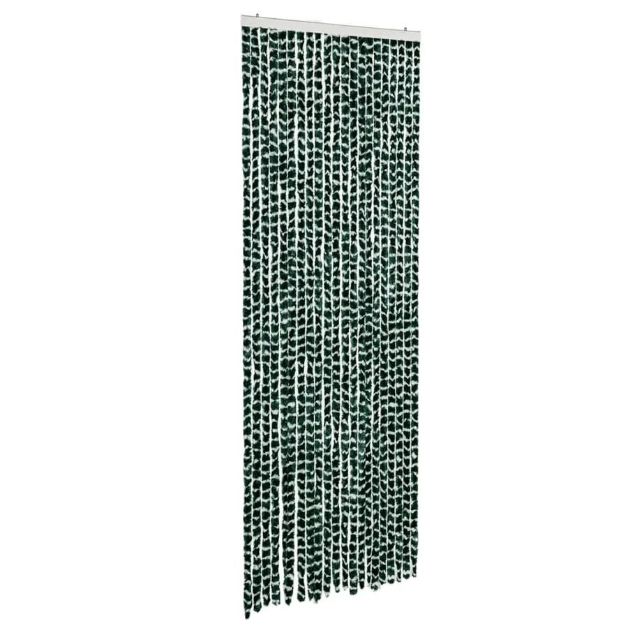 Rideau anti-mouches vert et blanc 90x200 cm chenille - 2