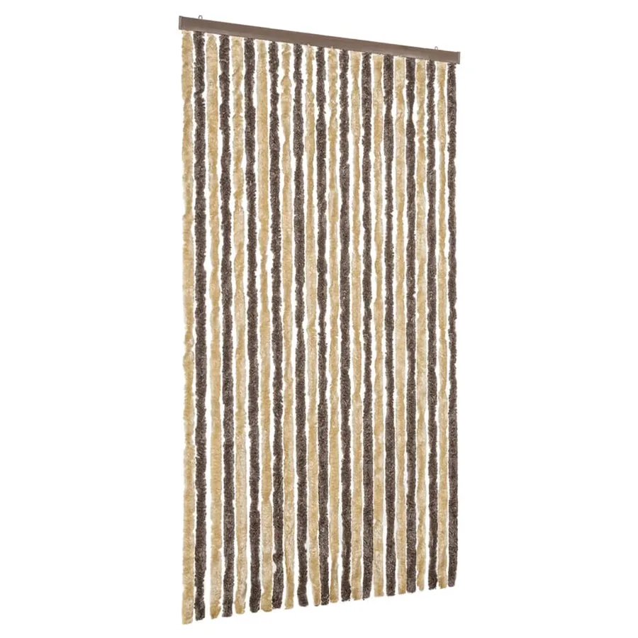 Rideau anti-mouches marron foncé et beige 100x230 cm chenille - 2