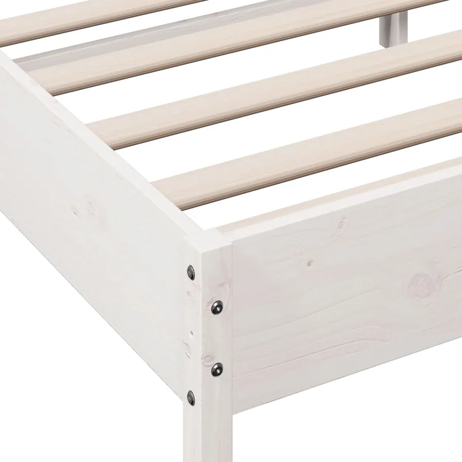 Cadre de lit sans matelas blanc 140x200 cm bois de pin massif - 7