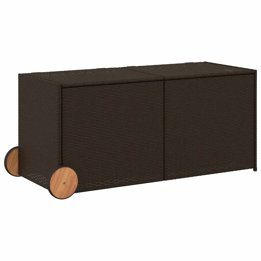 Boîte de rangement de jardin et roues marron 283L poly rotin - 2