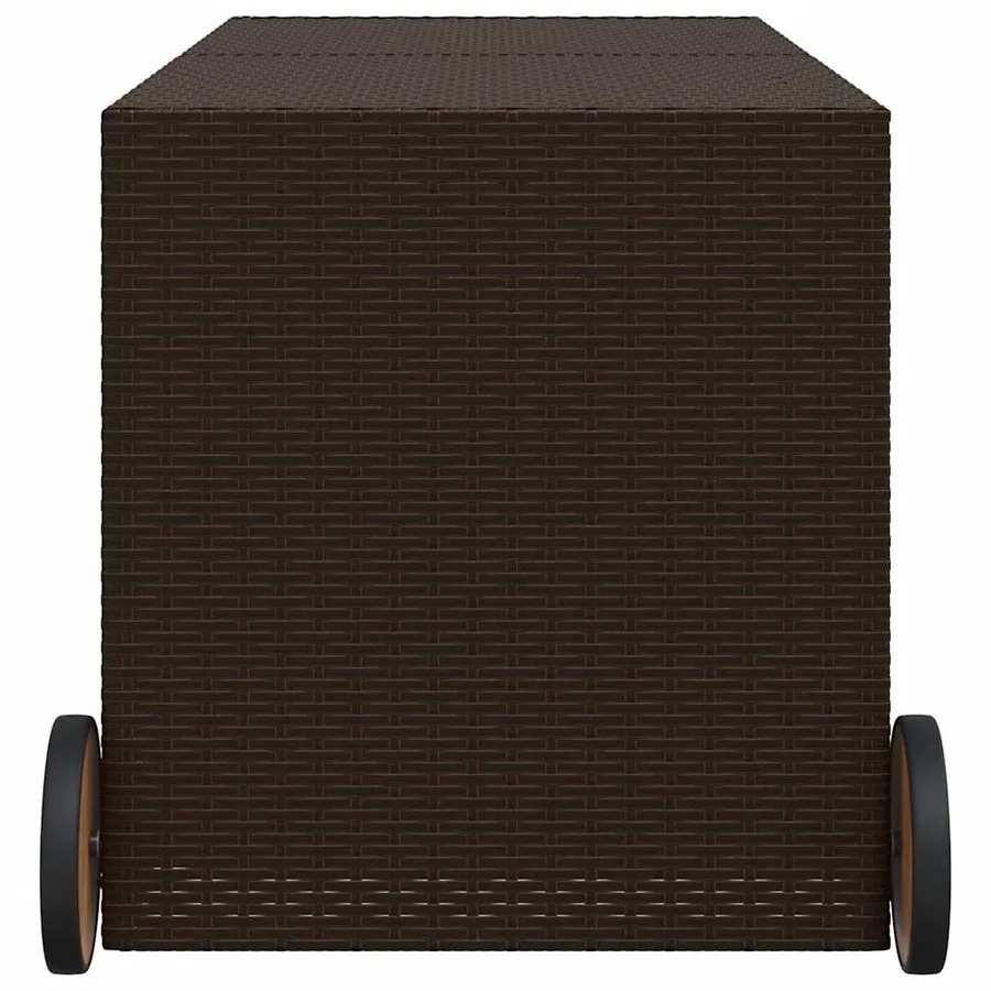 Boîte de rangement de jardin et roues marron 283L poly rotin - 5