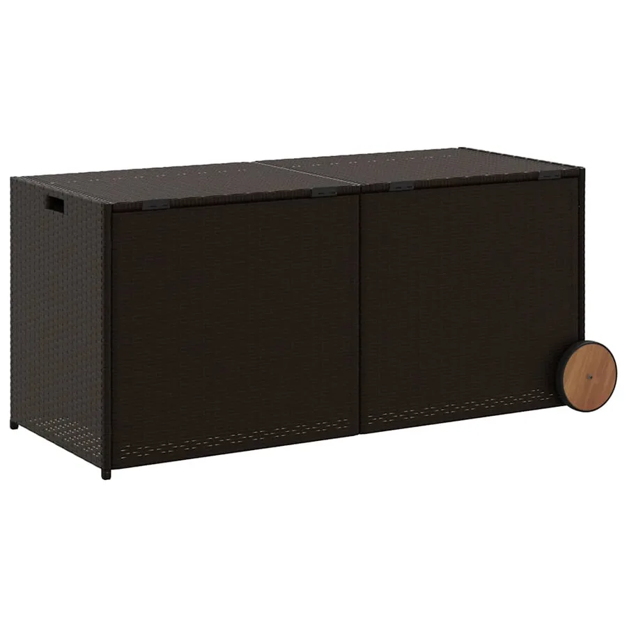 Boîte de rangement de jardin et roues marron 283L poly rotin - 6