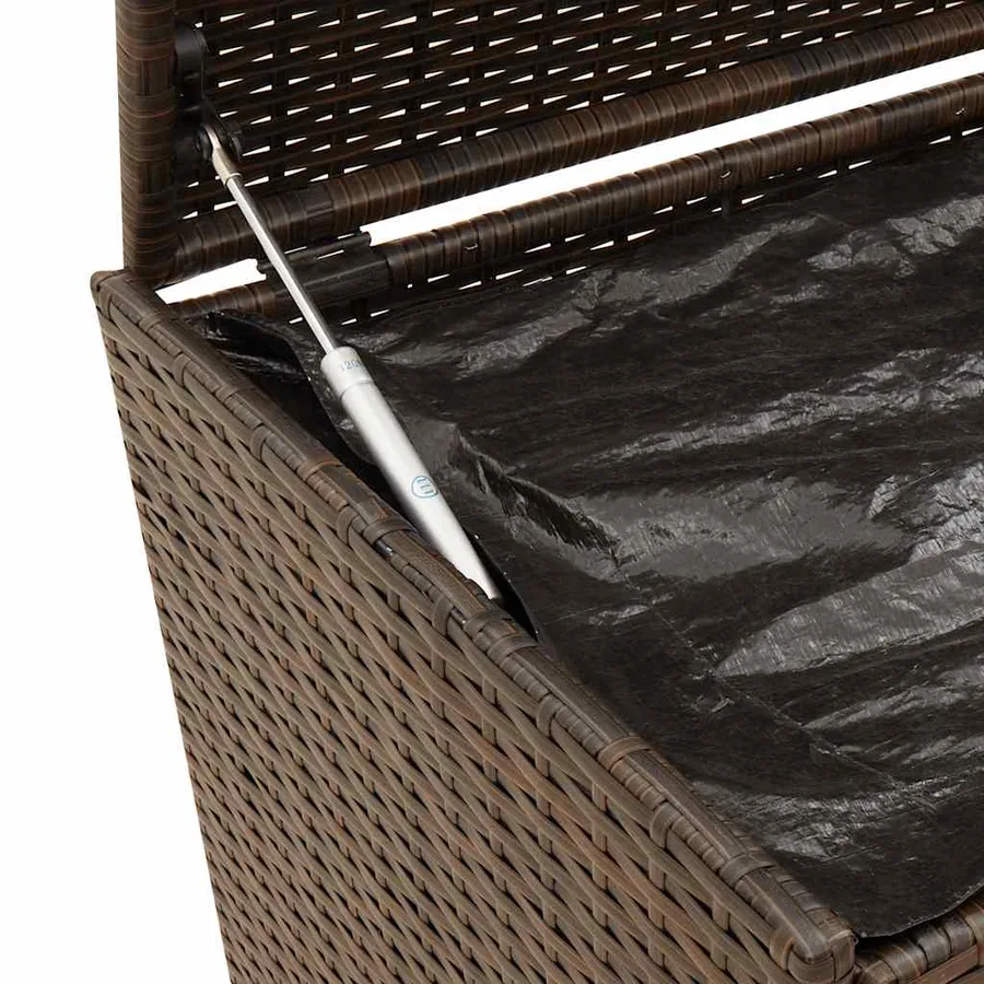 Boîte de rangement de jardin et roues marron 283L poly rotin - 8