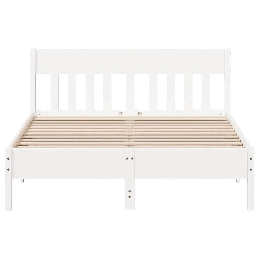 Cadre de lit sans matelas blanc 120x200 cm bois de pin massif - 4