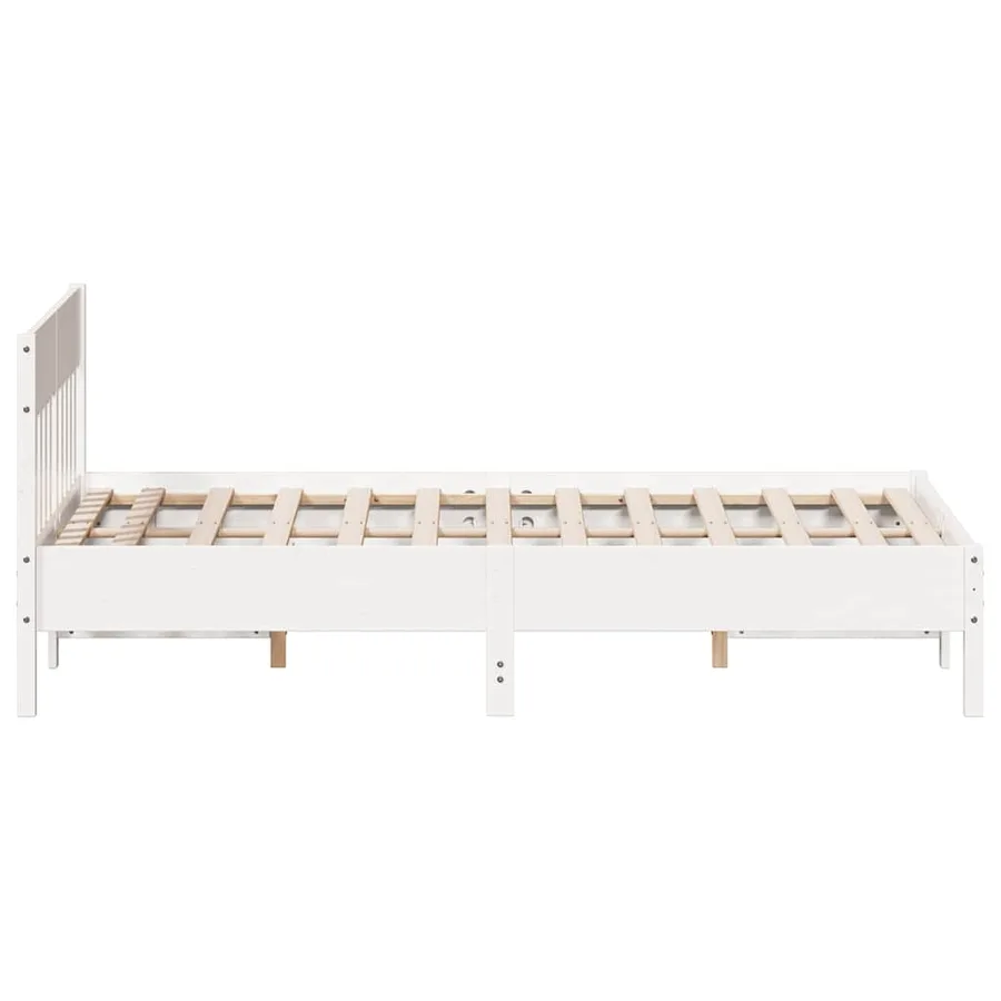 Cadre de lit sans matelas blanc 120x200 cm bois de pin massif - 5