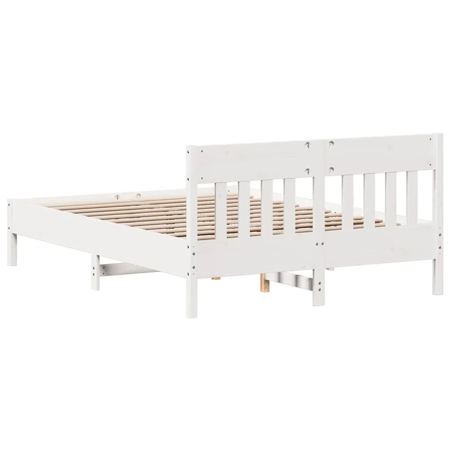 Cadre de lit sans matelas blanc 120x200 cm bois de pin massif - 6