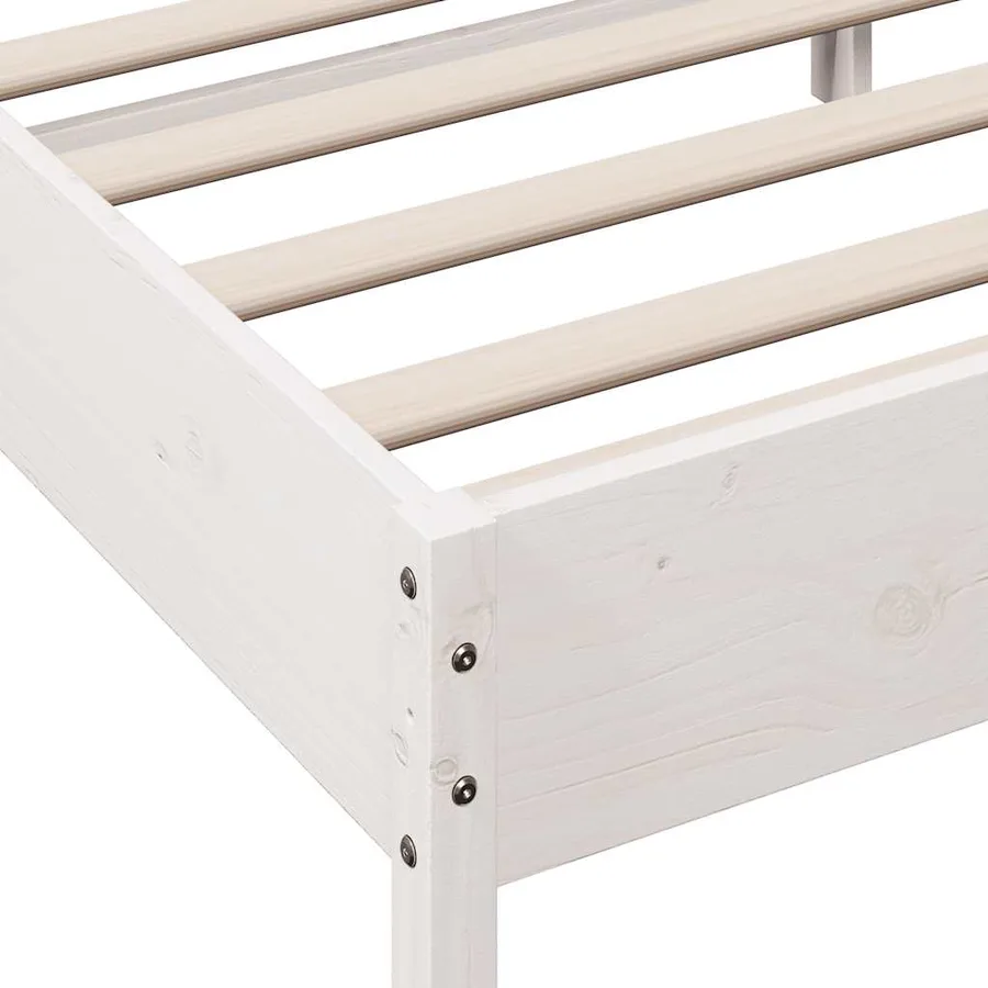 Cadre de lit sans matelas blanc 120x200 cm bois de pin massif - 7