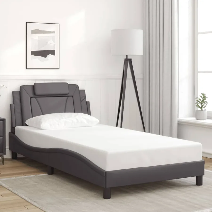 Cadre de lit Viana avec LED sans matelas gris 100x200 cm - 4