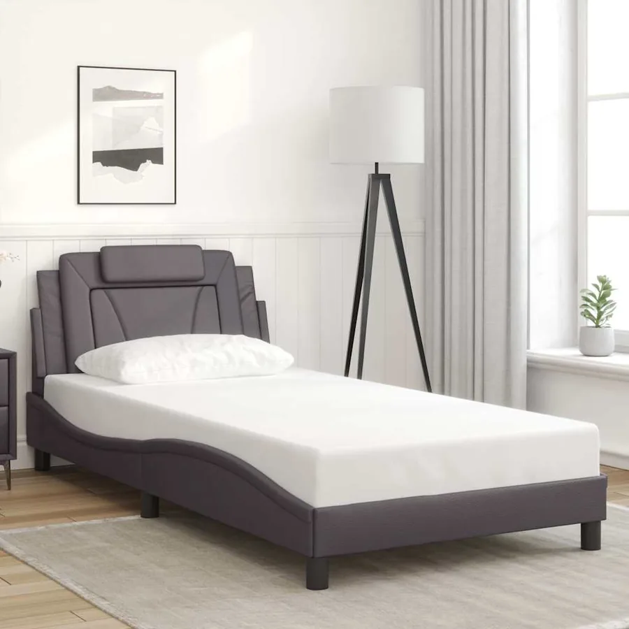 Cadre de lit Viana sans matelas gris 100x200 cm similicuir