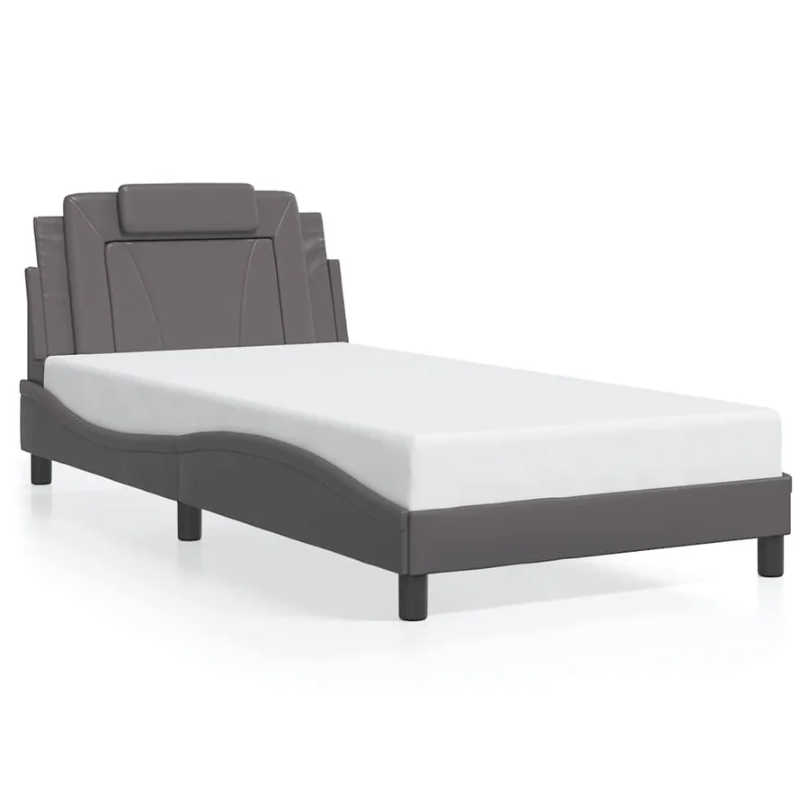 Cadre de lit Viana sans matelas gris 100x200 cm similicuir - 2