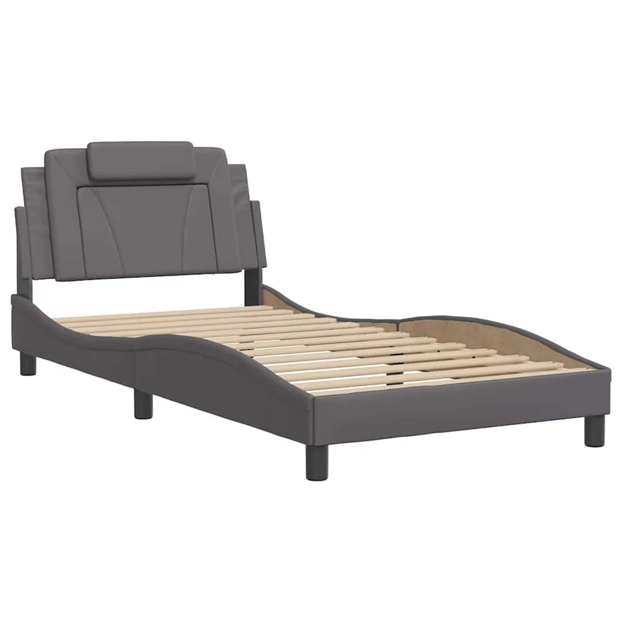 Cadre de lit Viana sans matelas gris 100x200 cm similicuir - 3
