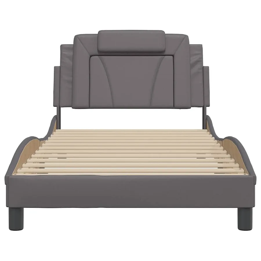 Cadre de lit Viana sans matelas gris 100x200 cm similicuir - 4