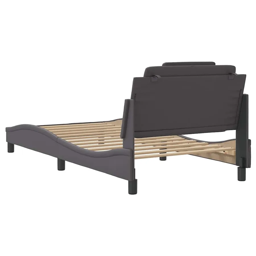 Cadre de lit Viana sans matelas gris 100x200 cm similicuir - 6