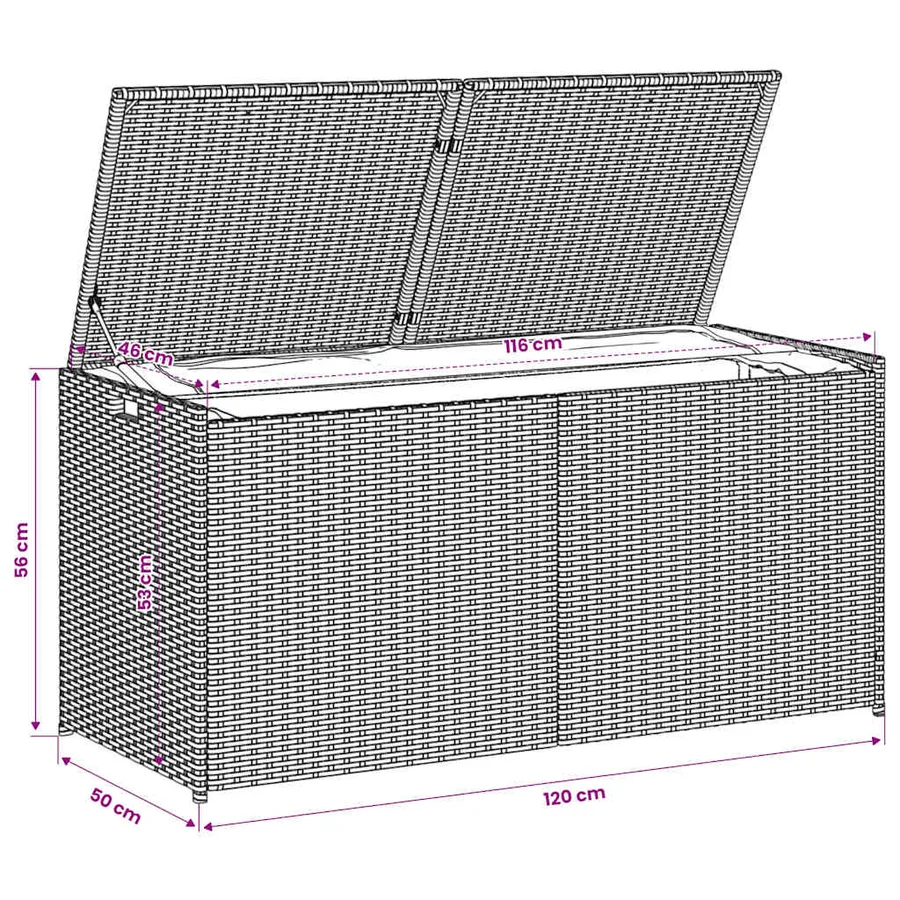Boîte de rangement de jardin mélange beige 283L résine tressée - 10