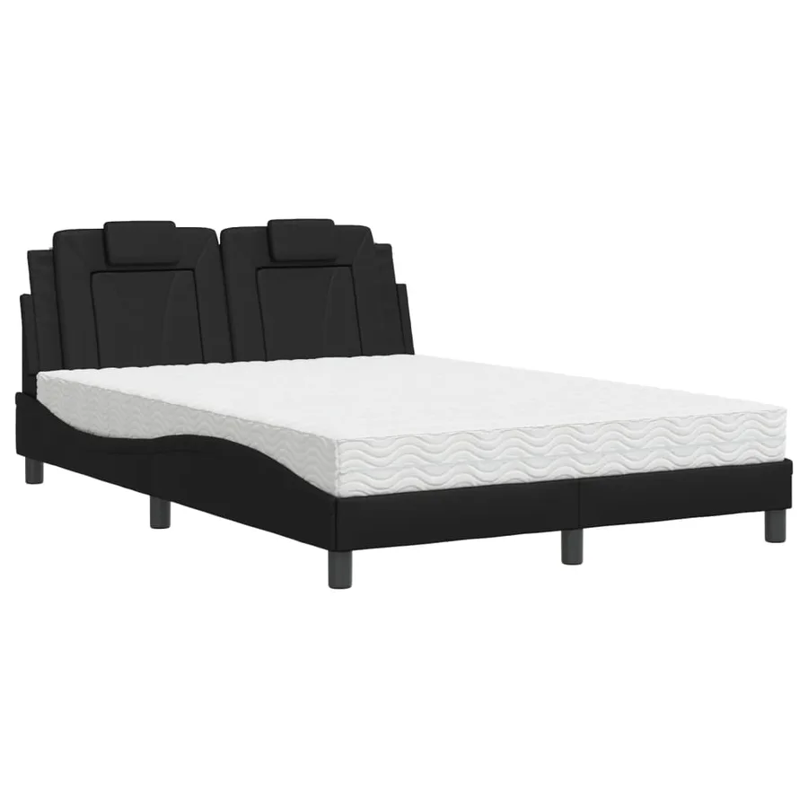 Lit Viana avec matelas noir 120x200 cm similicuir - 2