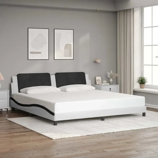 Cadre de lit sans matelas Zadar blanc et noir 200x200 cm similicuir