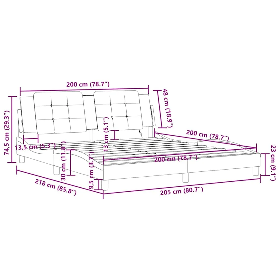 Cadre de lit sans matelas Zadar blanc et noir 200x200 cm similicuir - 13