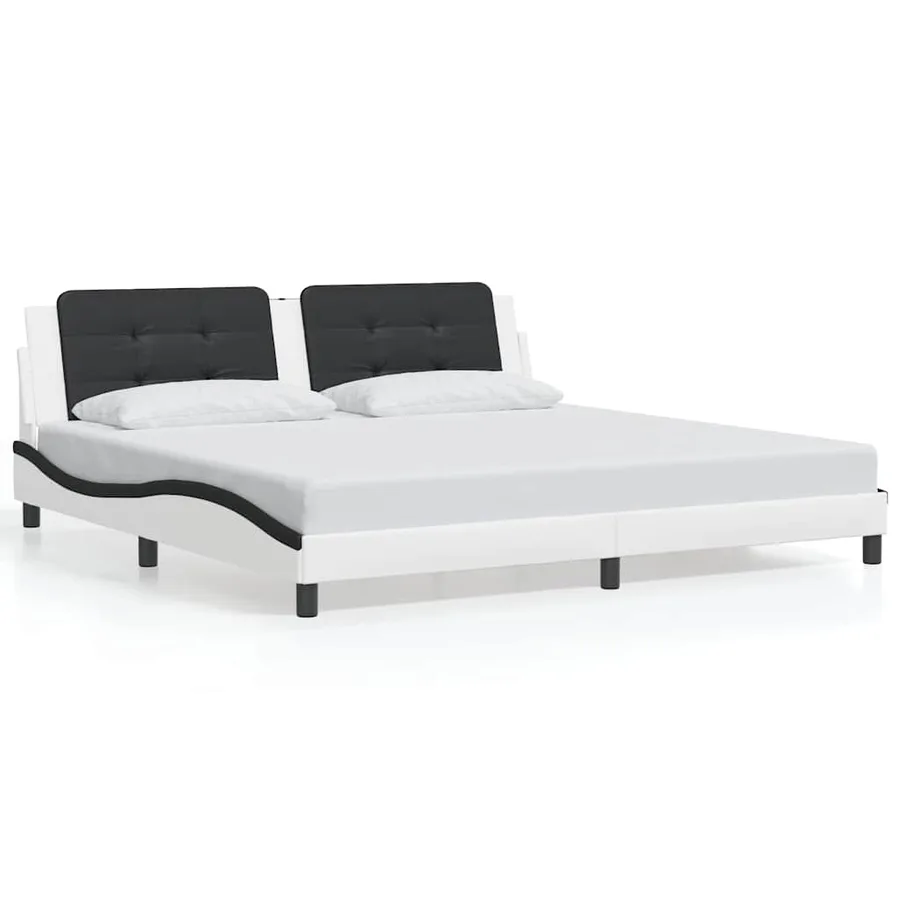Cadre de lit sans matelas Zadar blanc et noir 200x200 cm similicuir - 2