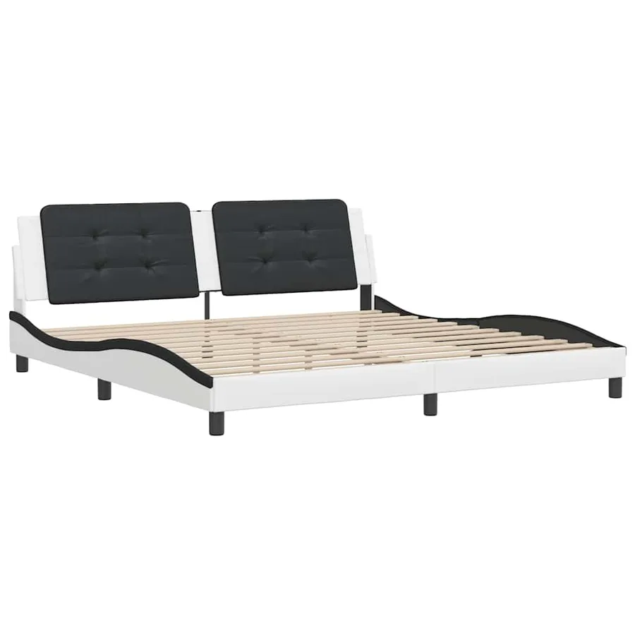 Cadre de lit sans matelas Zadar blanc et noir 200x200 cm similicuir - 3