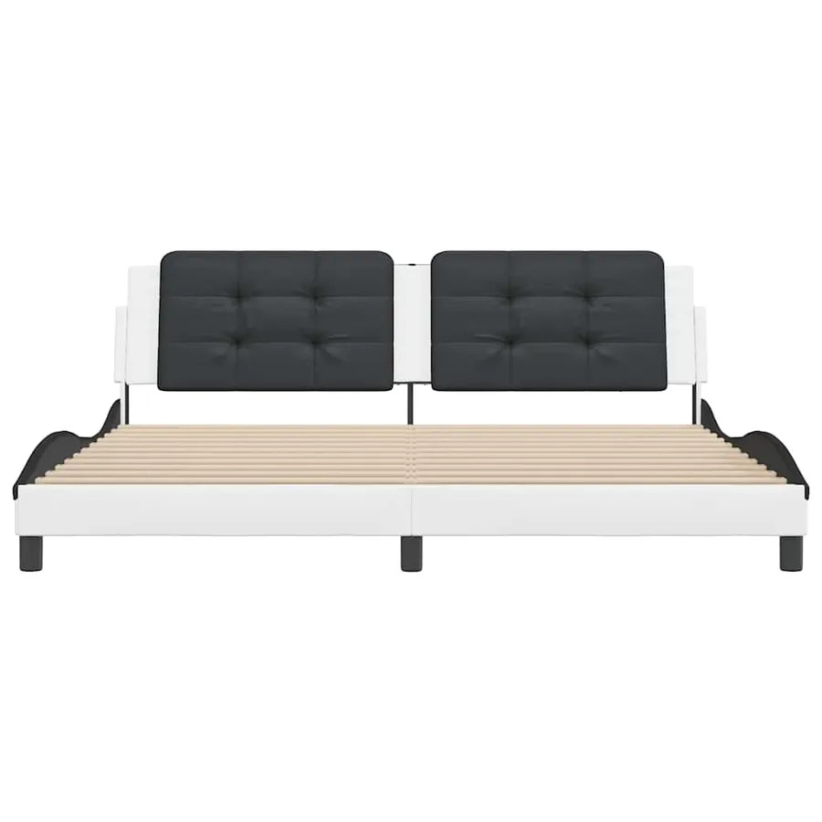 Cadre de lit sans matelas Zadar blanc et noir 200x200 cm similicuir - 4