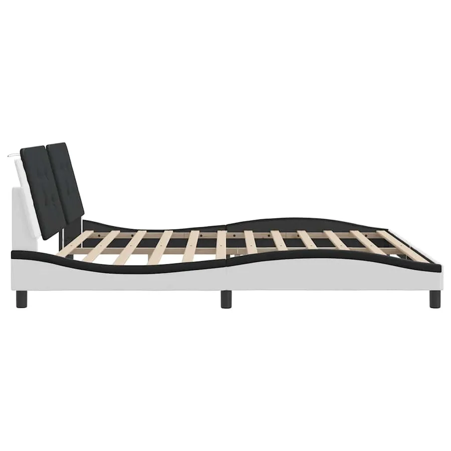 Cadre de lit sans matelas Zadar blanc et noir 200x200 cm similicuir - 5
