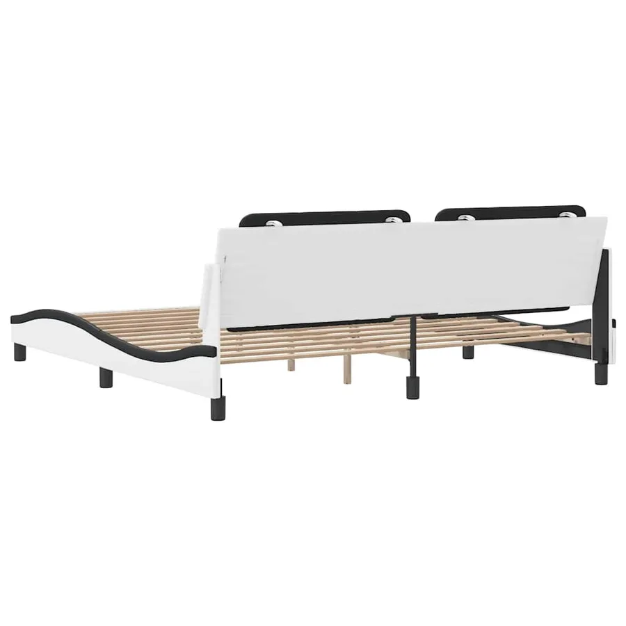 Cadre de lit sans matelas Zadar blanc et noir 200x200 cm similicuir - 6