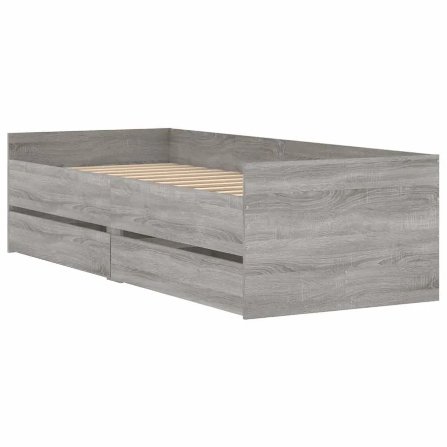 Cadre de lit avec tiroirs sans matelas sonoma gris 90x190 cm - 4