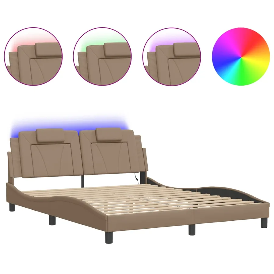Cadre de lit Viana avec LED sans matelas cappuccino 160x200 cm - 2