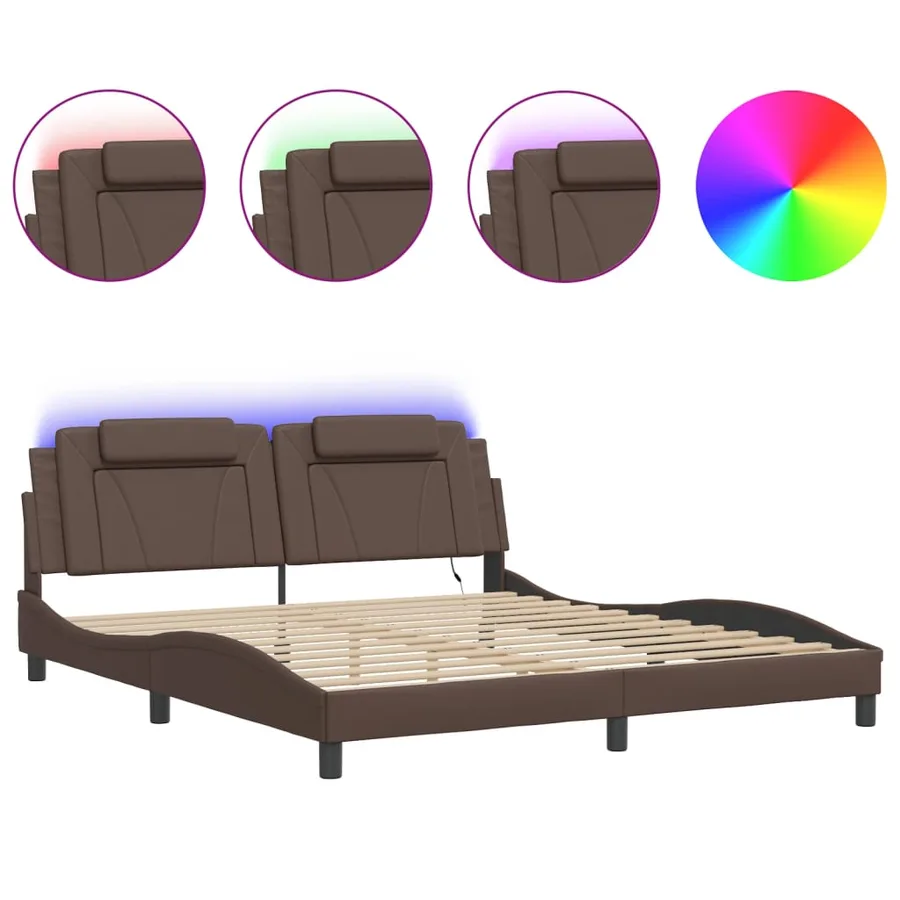 Cadre de lit Viana avec LED sans matelas marron 180x200 cm - 2