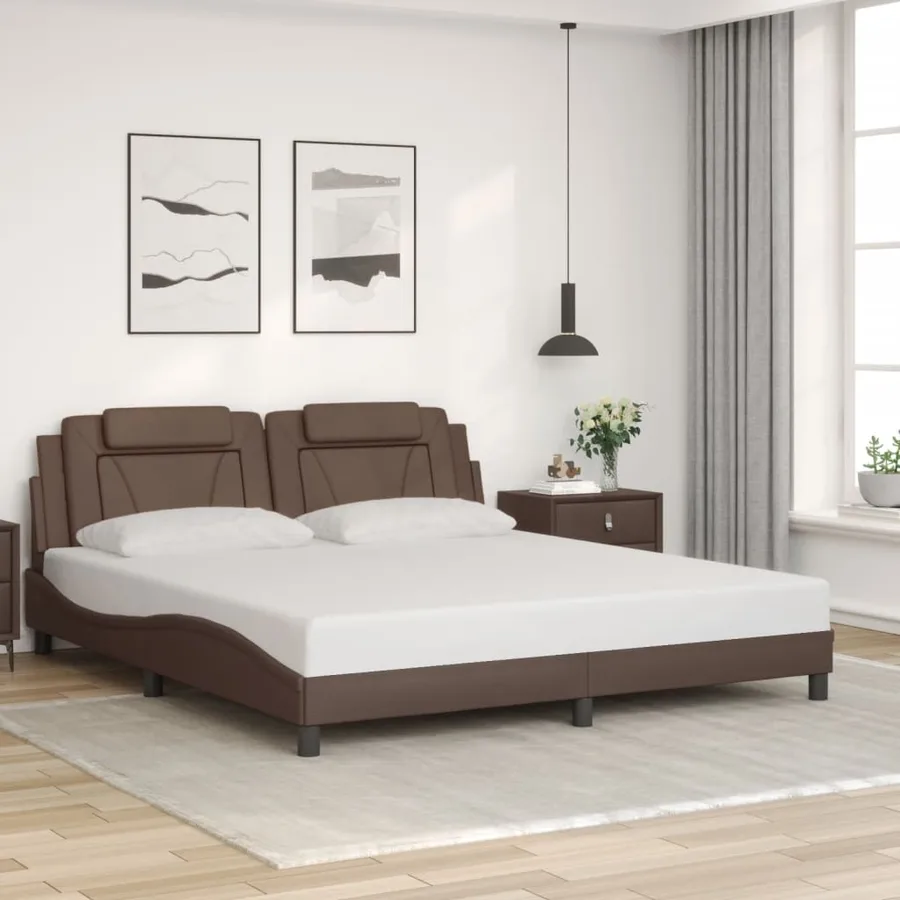Cadre de lit Viana avec LED sans matelas marron 180x200 cm - 4