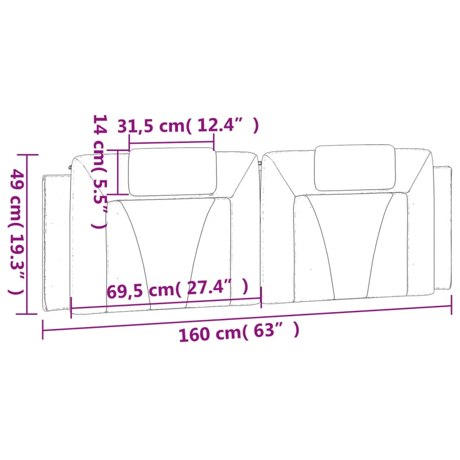 Coussin de tête de lit Viana cappuccino 160 cm similicuir - 10
