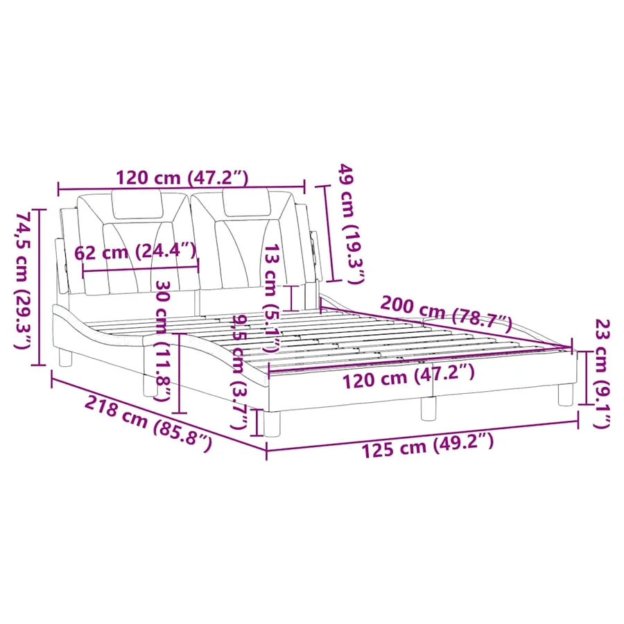 Cadre de lit Viana sans matelas cappuccino 120x200 cm similicuir - 12