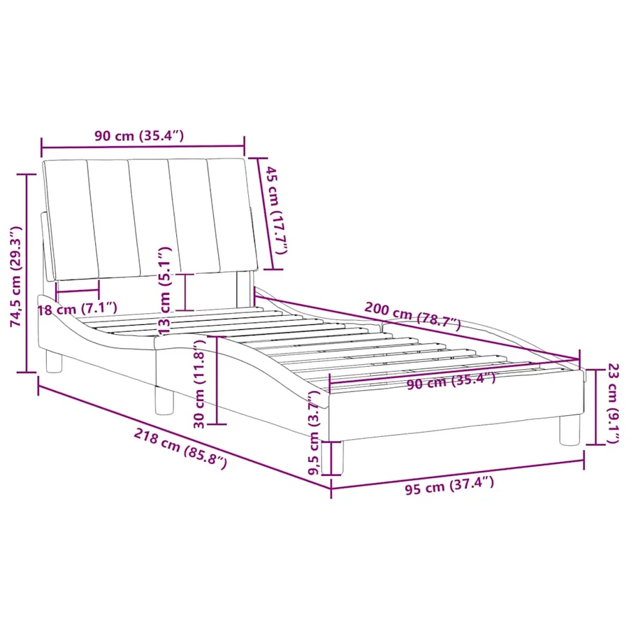 Cadre de lit sans matelas Hanko rose 90x200 cm velours - 12