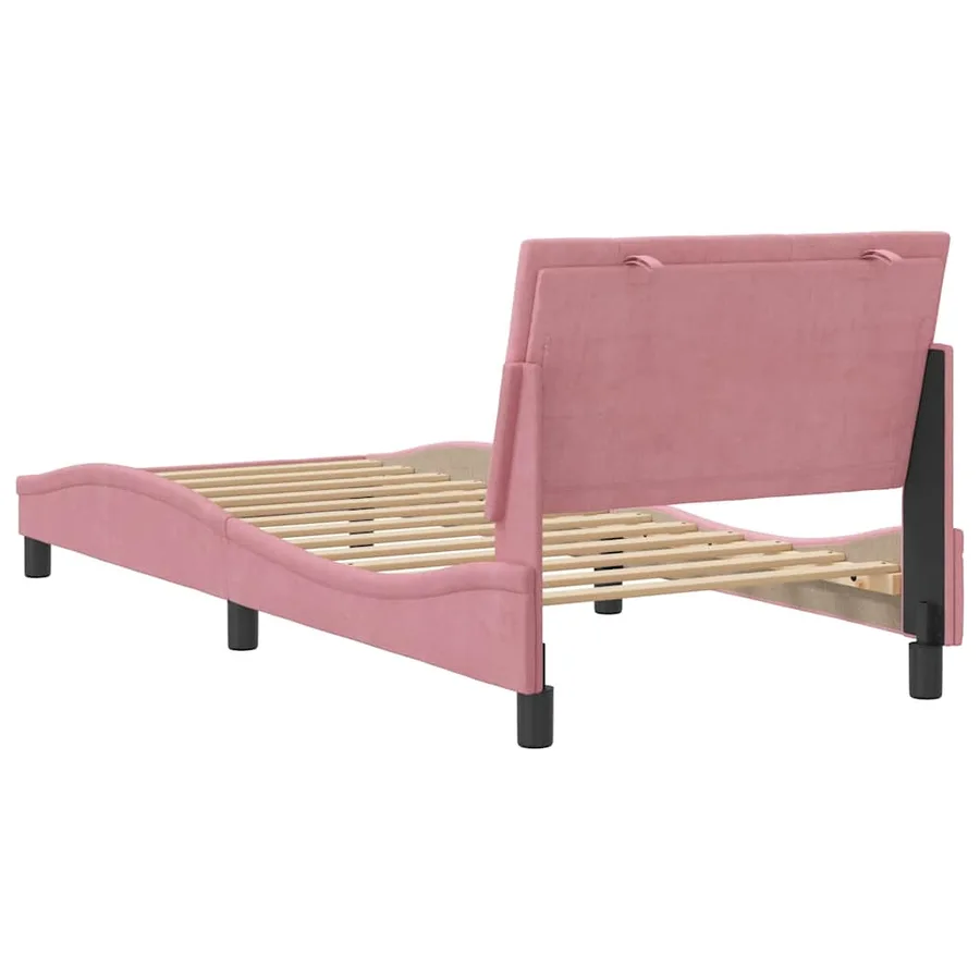 Cadre de lit sans matelas Hanko rose 90x200 cm velours - 7