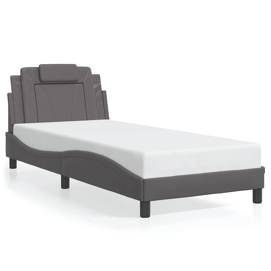 Cadre de lit Viana sans matelas gris 90x200 cm similicuir - 2