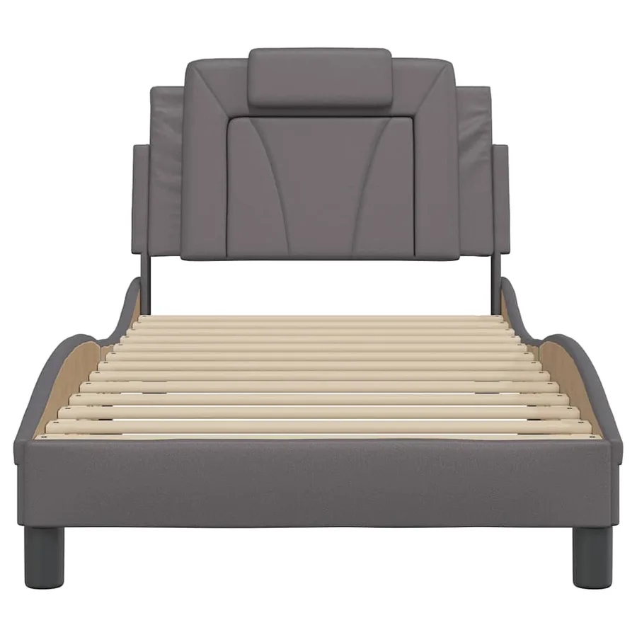 Cadre de lit Viana sans matelas gris 90x200 cm similicuir - 4