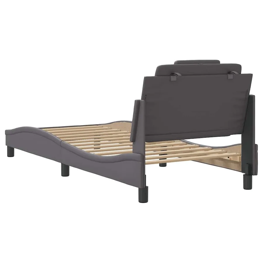 Cadre de lit Viana sans matelas gris 90x200 cm similicuir - 6