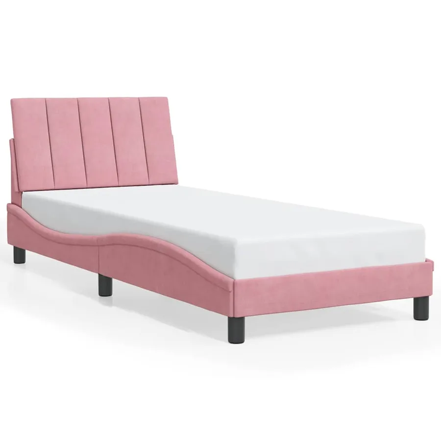 Cadre de lit sans matelas Hanko rose 90x190 cm velours - 2