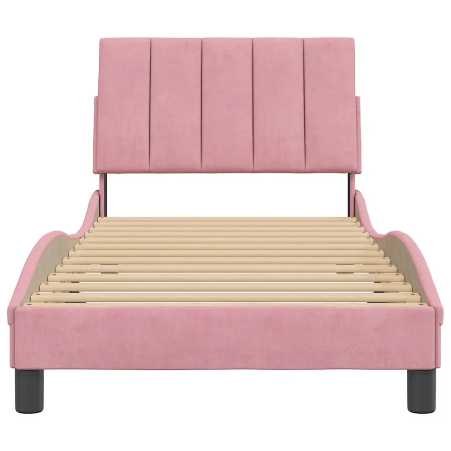 Cadre de lit sans matelas Hanko rose 90x190 cm velours - 5
