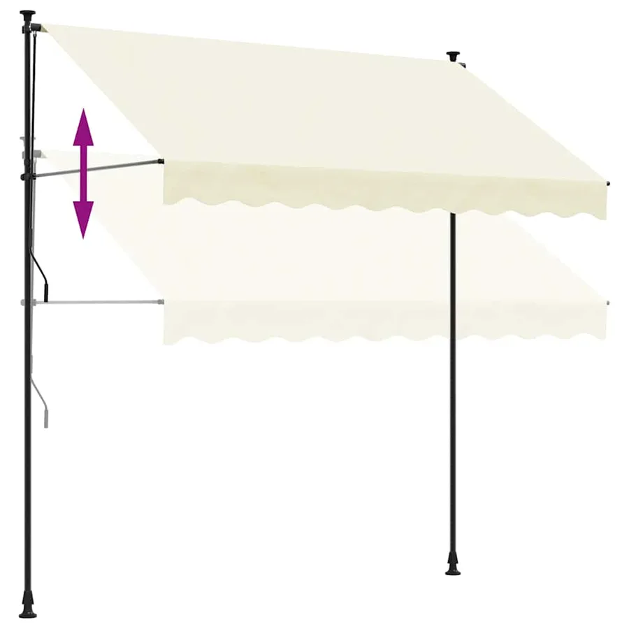 Auvent rétractable crème 300x150 m tissu et acier - 9