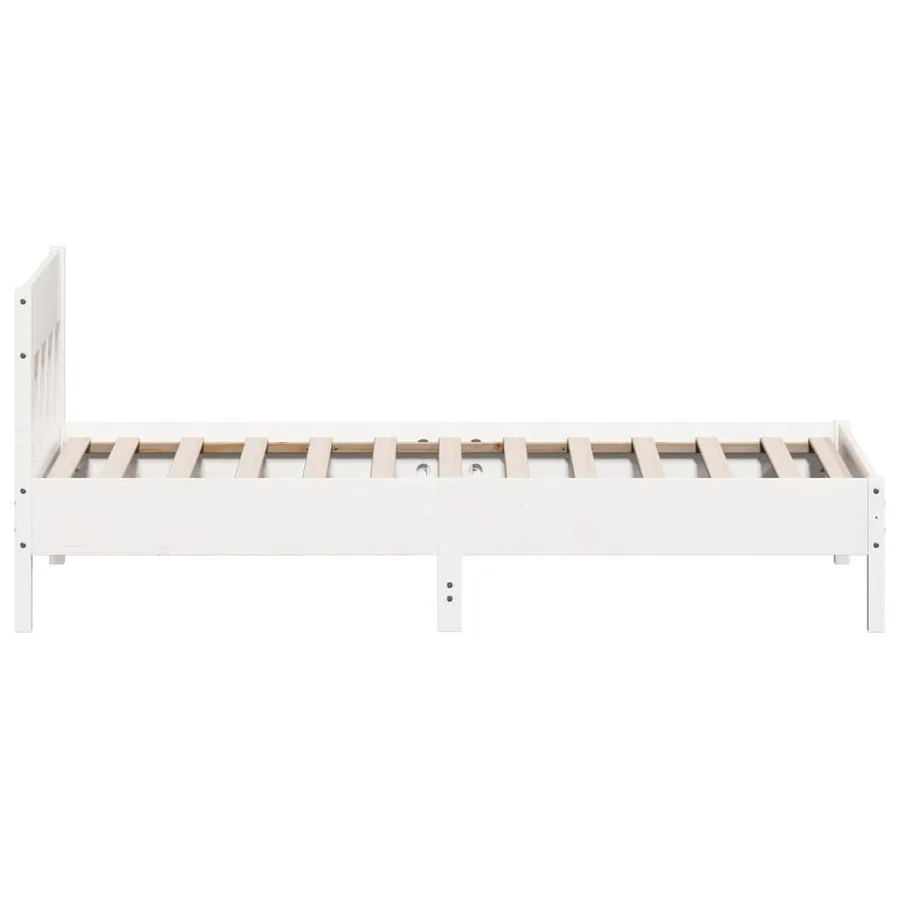 Cadre de lit sans matelas blanc 75x190 cm bois de pin massif - 5