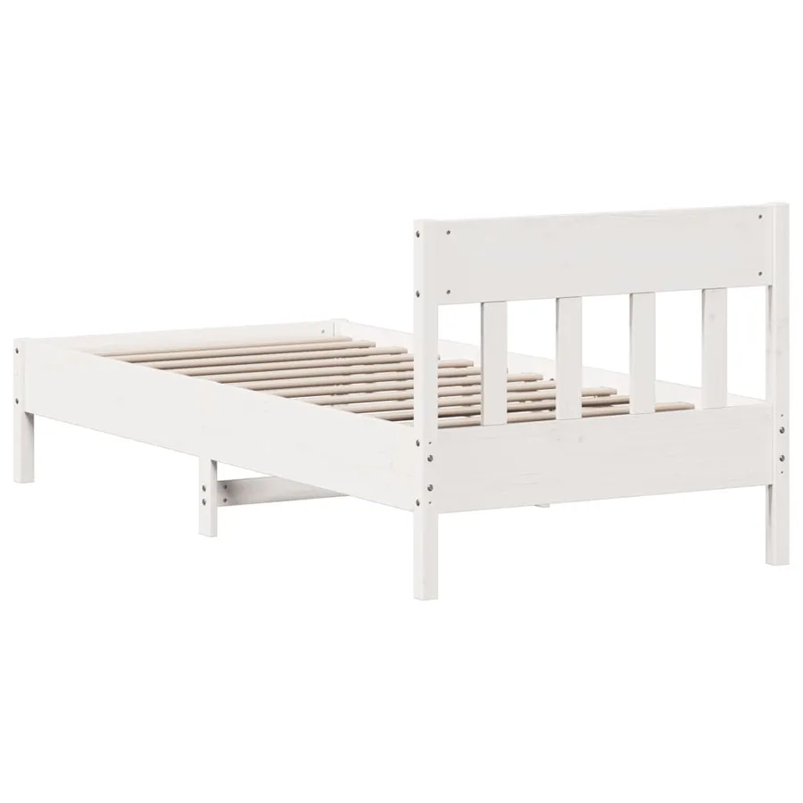 Cadre de lit sans matelas blanc 75x190 cm bois de pin massif - 6