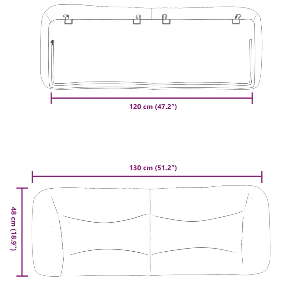 Coussin de tête de lit Hvar gris 120 cm similicuir - 10