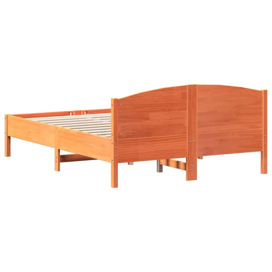Cadre de lit sans matelas cire marron 120x190cm bois pin massif - 6