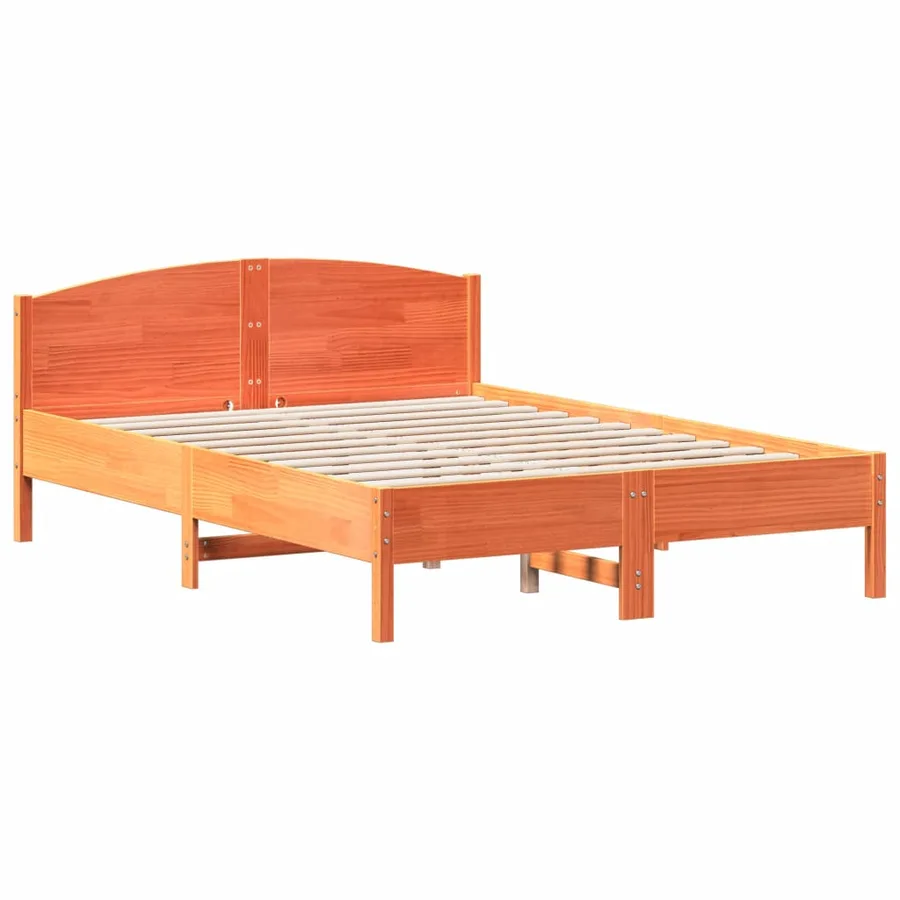Cadre de lit sans matelas cire marron 140x200cm bois pin massif - 2