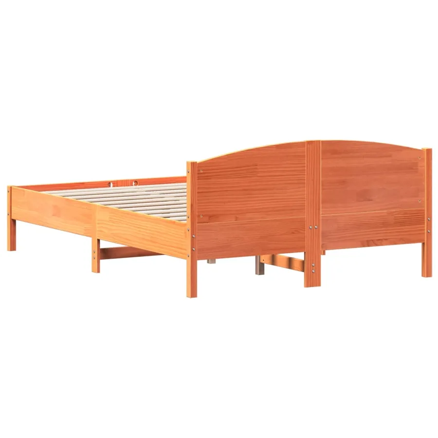 Cadre de lit sans matelas cire marron 140x200cm bois pin massif - 6