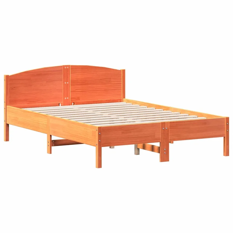 Cadre de lit sans matelas cire marron 140x190cm bois pin massif - 2