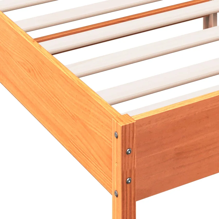 Cadre de lit sans matelas cire marron 140x190cm bois pin massif - 7